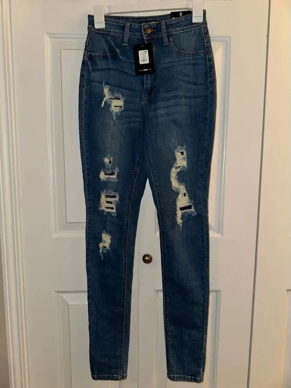 High-Rise Distressed Women’s Jeans - Dark Blue